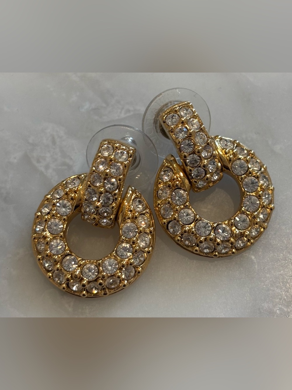 Authentic Swarovski Earrings - Gold Pavé Hoops